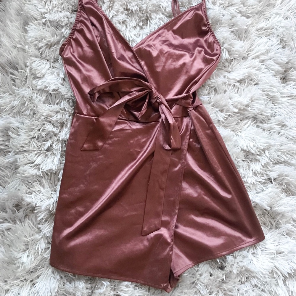 Charlotte Russe Brown Silk Romper